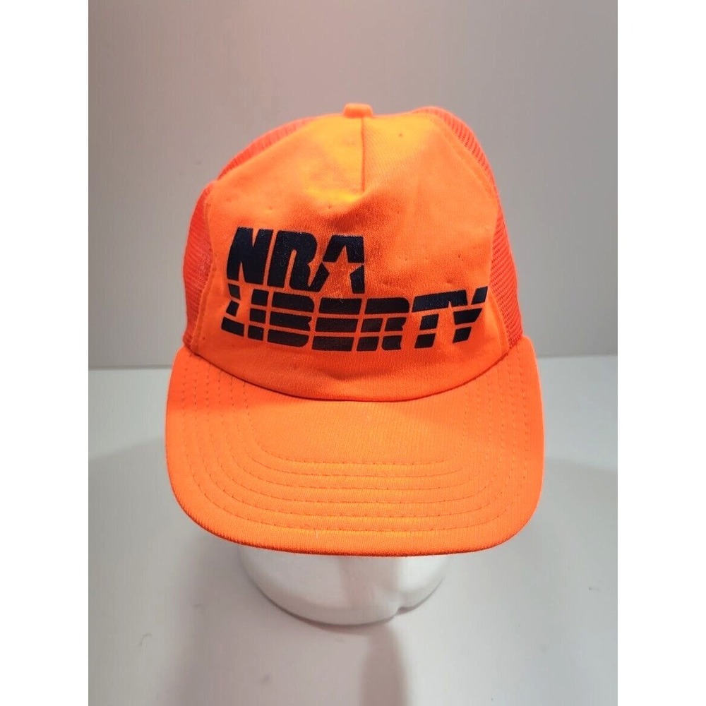 NRA LIBERTY Neon Orange Baseball Cap Hat Mesh Adult One Size Snapback USA